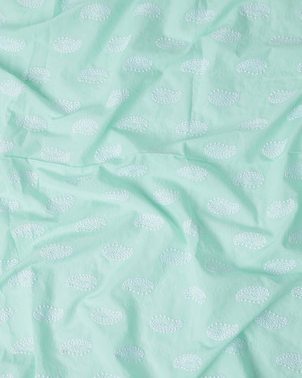 Mint Green Paisley Cotton Voile Fabric 110cm