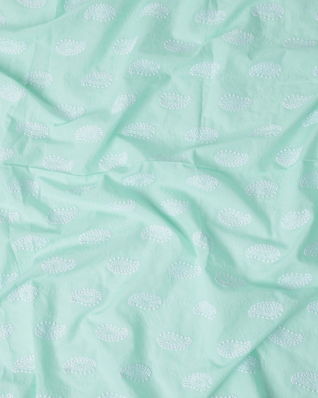 Mint Green Paisley Cotton Voile Fabric 110cm