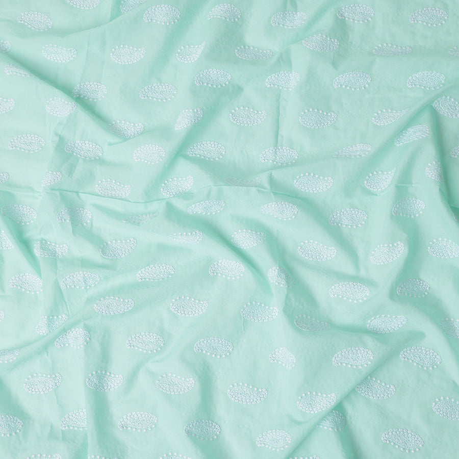 Mint Green Paisley Cotton Voile Fabric 110cm
