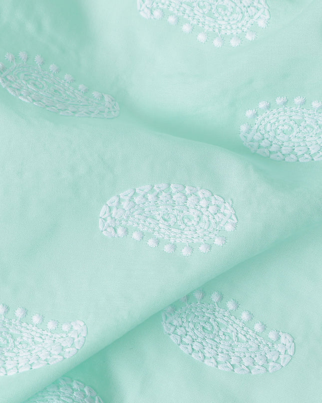 Mint Green Paisley Cotton Voile Fabric 110cm