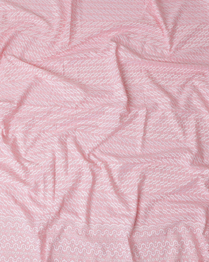Baby Pink Border Cotton Voile Fabric 110cm