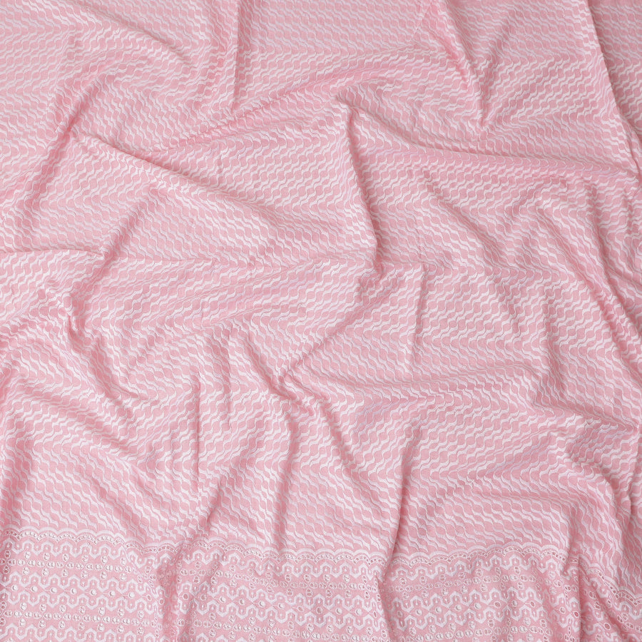 Baby Pink Border Cotton Voile Fabric 110cm