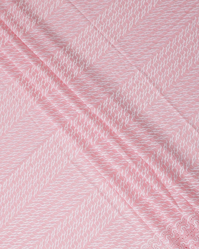 Baby Pink Border Cotton Voile Fabric 110cm