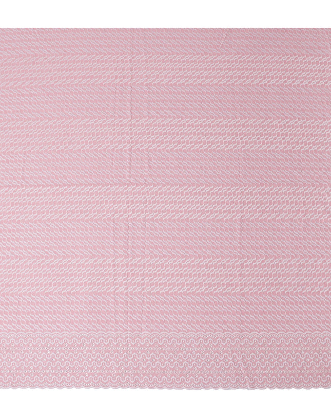 Baby Pink Border Cotton Voile Fabric 110cm