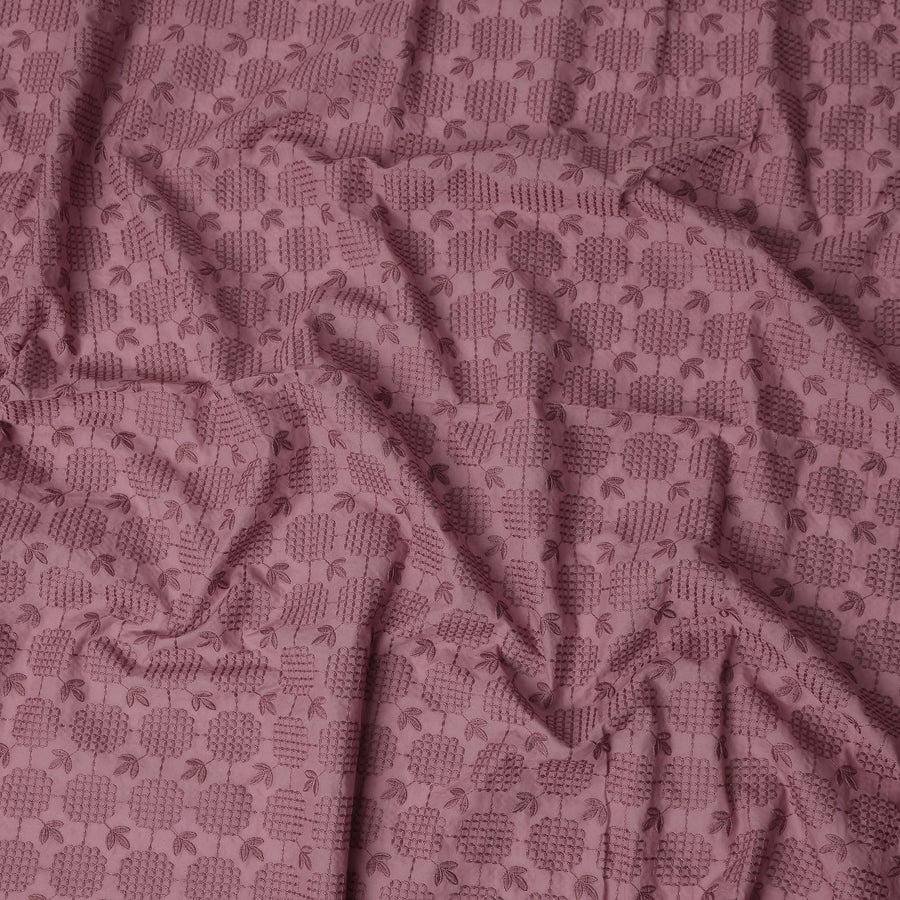 Dusty Mauve Geometric Cotton Voile Fabric 110cm