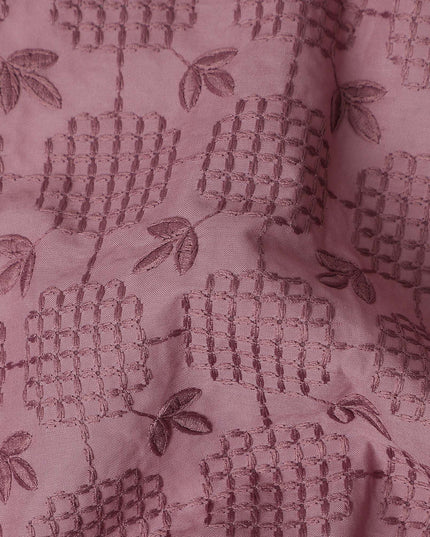 Dusty Mauve Geometric Cotton Voile Fabric 110cm