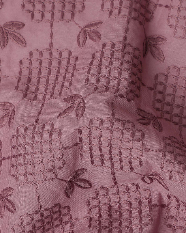 Dusty Mauve Geometric Cotton Voile Fabric 110cm