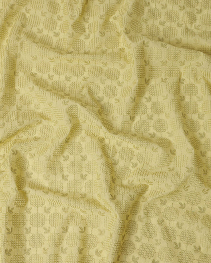 Olive Green Leaf Cotton Voile Fabric 110cm
