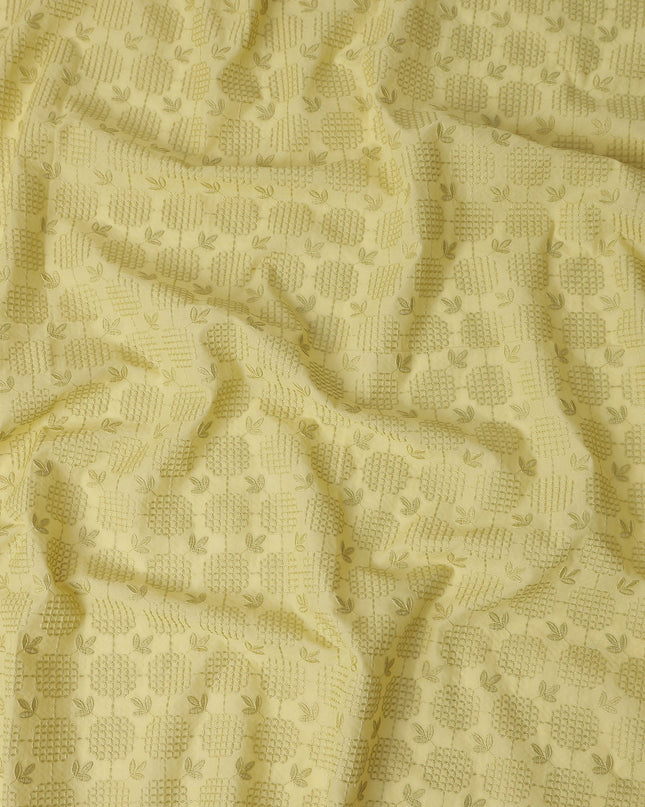 Olive Green Leaf Cotton Voile Fabric 110cm
