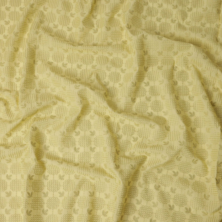Olive Green Leaf Cotton Voile Fabric 110cm