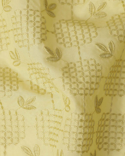 Olive Green Leaf Cotton Voile Fabric 110cm