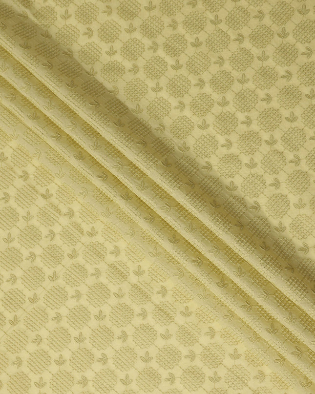 Olive Green Leaf Cotton Voile Fabric 110cm