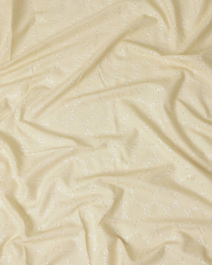 Cream Beige Geometric Cotton Voile Fabric 110cm
