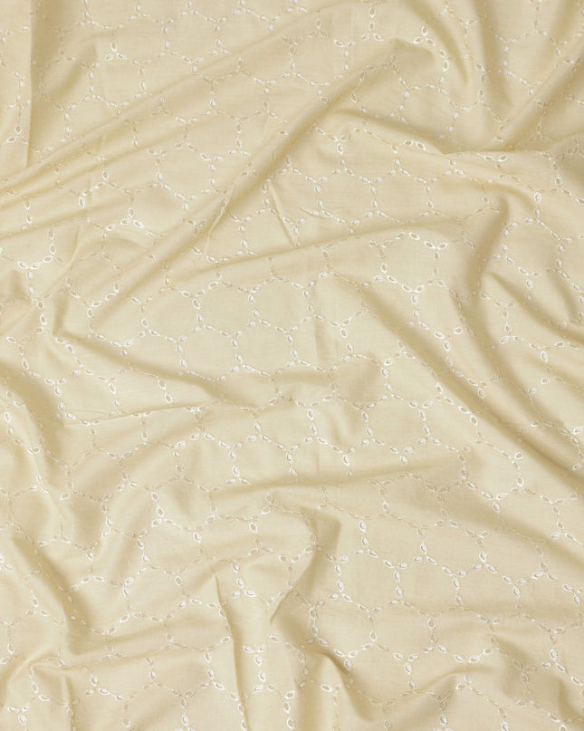 Cream Beige Geometric Cotton Voile Fabric 110cm