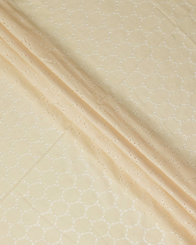 Cream Beige Geometric Cotton Voile Fabric 110cm