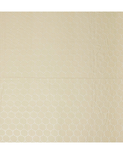 Cream Beige Geometric Cotton Voile Fabric 110cm