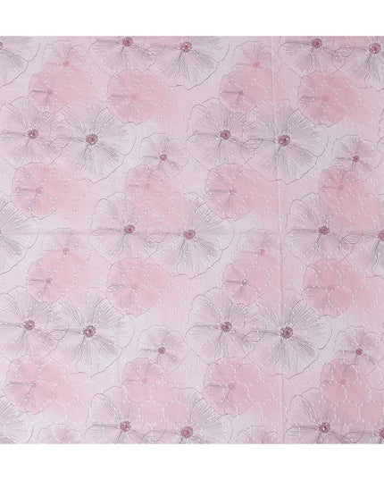 Blush Pink Floral Cotton Voile Fabric 110cm