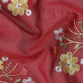 Brick Red Bouquet Cotton Voile Fabric 110cm