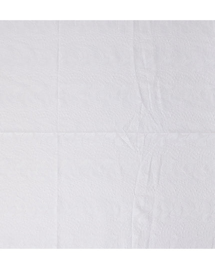 Bright White Leaf Cotton Voile Fabric 110cm