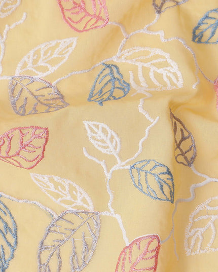 Butter Yellow Leaf Cotton Voile Fabric 110cm