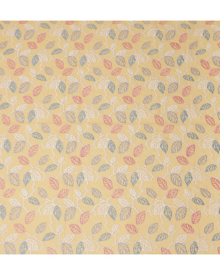 Butter Yellow Leaf Cotton Voile Fabric 110cm