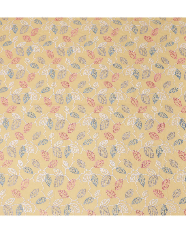 Butter Yellow Leaf Cotton Voile Fabric 110cm
