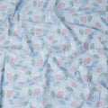 Sky Blue Leaf Cotton Voile Fabric 110cm