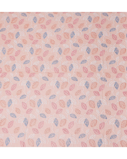 Salmon Pink Leaf Cotton Voile Fabric 110cm