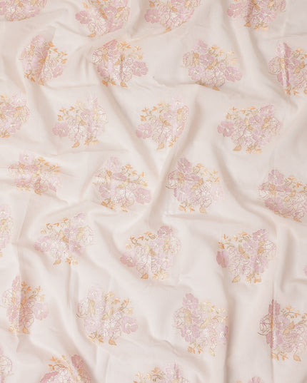 Blush Ivory Bouquet Cotton Voile Fabric 110cm