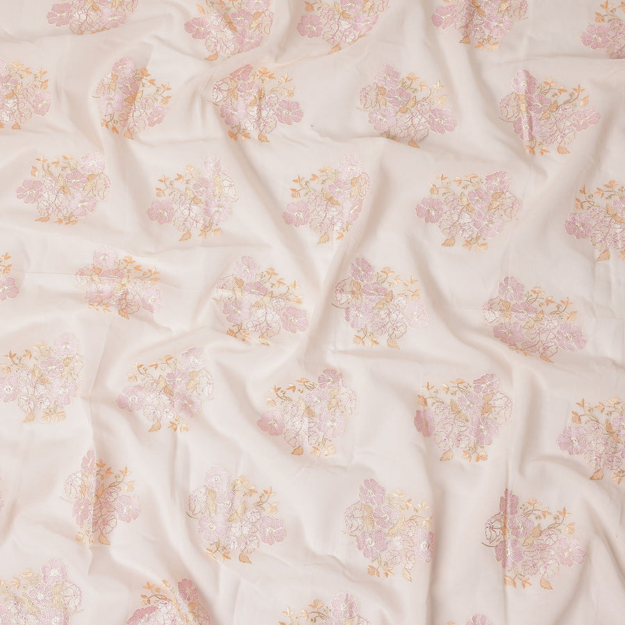Blush Ivory Bouquet Cotton Voile Fabric 110cm