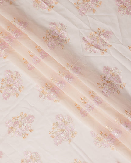 Blush Ivory Bouquet Cotton Voile Fabric 110cm