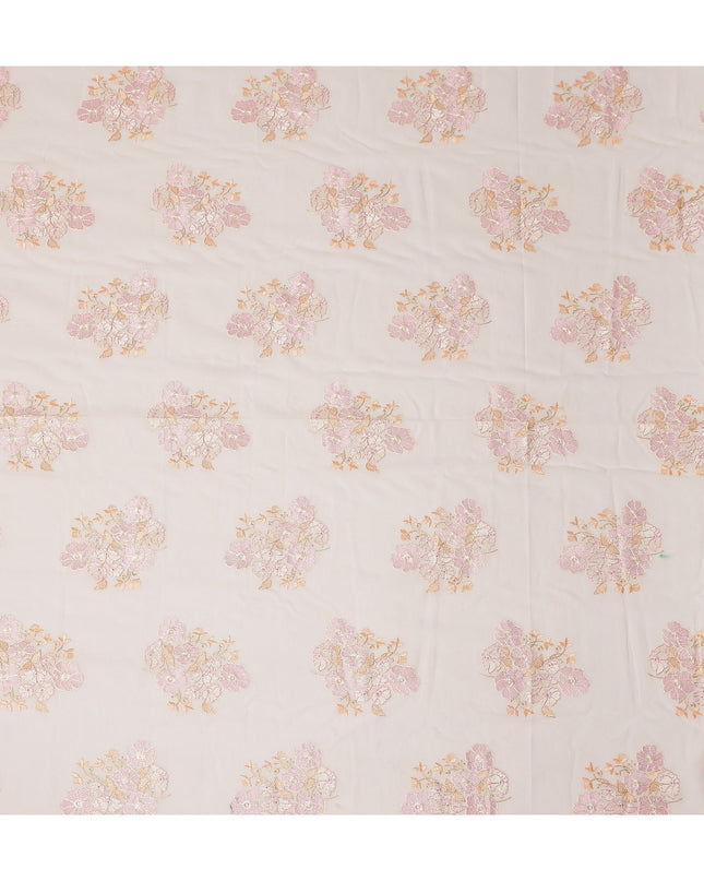 Blush Ivory Bouquet Cotton Voile Fabric 110cm