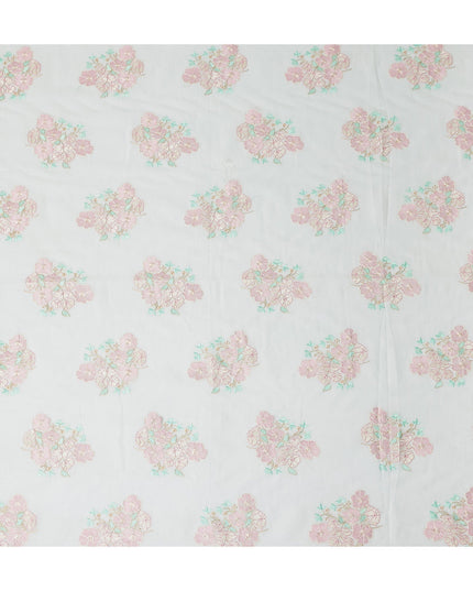 Soft White Bouquet Cotton Voile Fabric 110cm