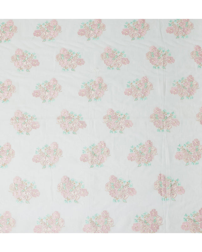 Soft White Bouquet Cotton Voile Fabric 110cm