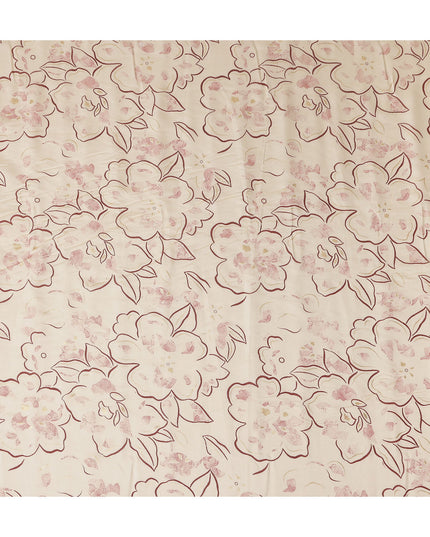 Cream Floral Outline Foil Viscose Fabric 110cm