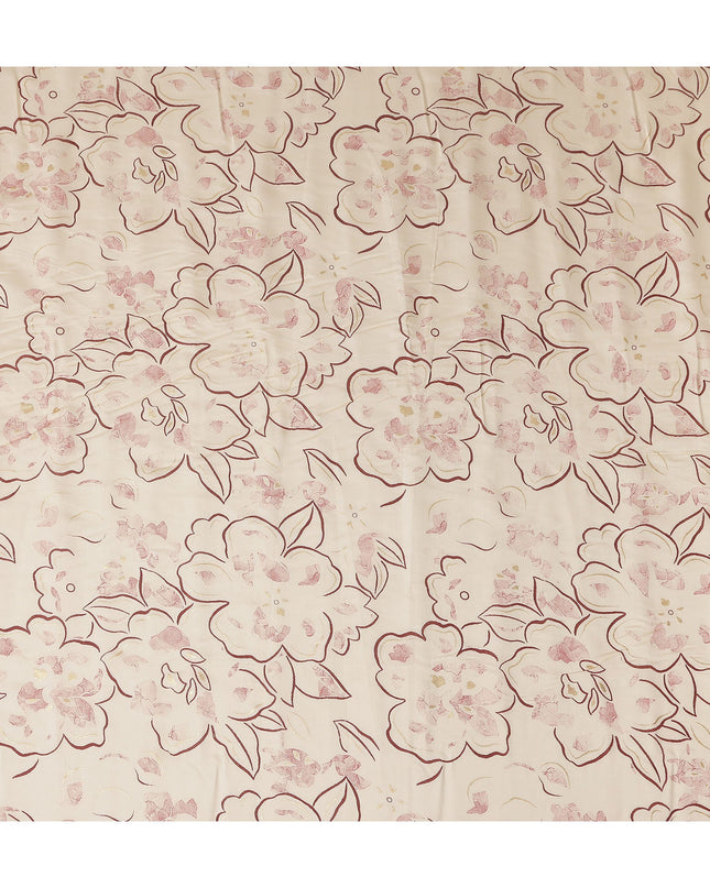 Cream Floral Outline Foil Viscose Fabric 110cm