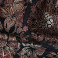 Black Ornate Floral Foil Viscose Fabric 110cm