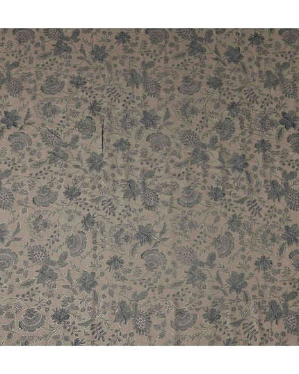 Taupe Brown Botanical Foil Viscose Fabric 110cm