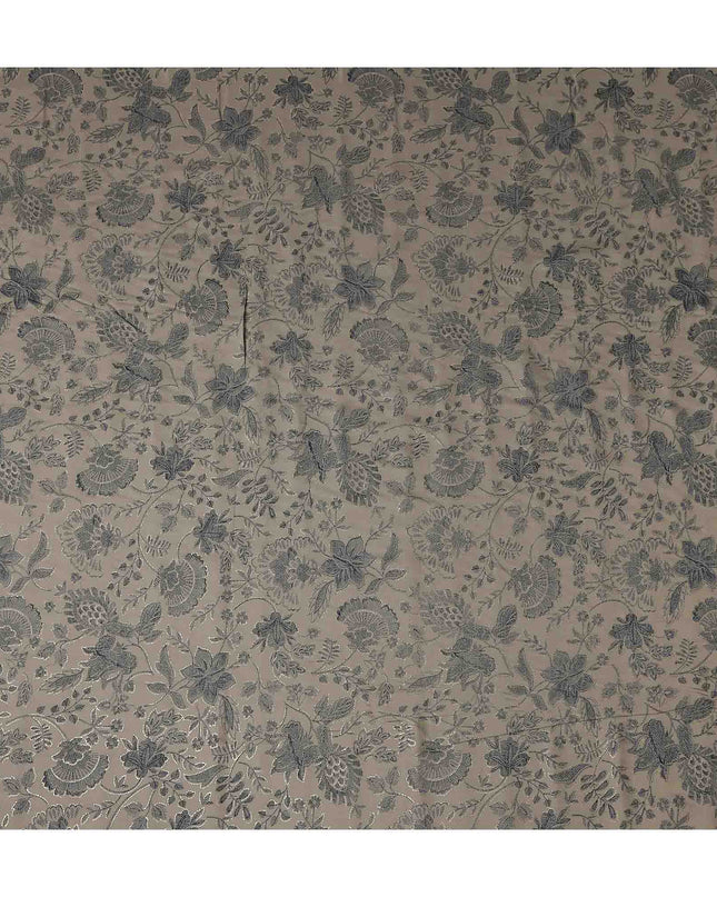 Taupe Brown Botanical Foil Viscose Fabric 110cm