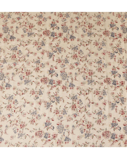 Cream Rose Floral Foil Viscose Fabric 110cm