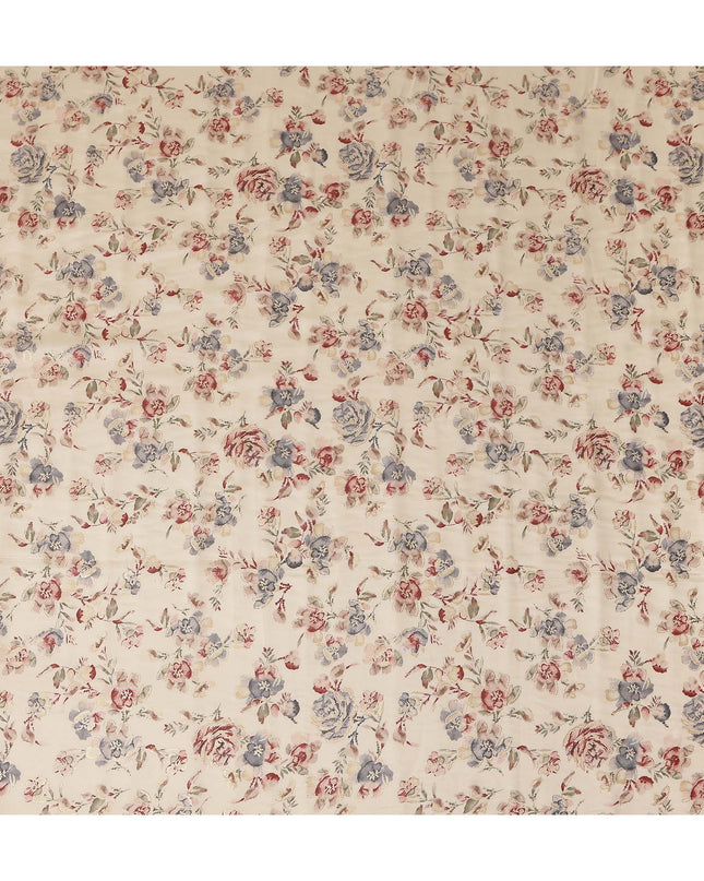 Cream Rose Floral Foil Viscose Fabric 110cm