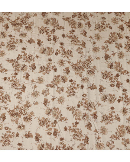 Cream Brown Floral Foil Viscose Fabric 110cm