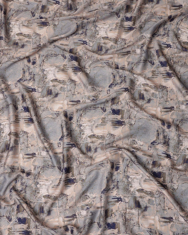 Stone Grey Synthetic Satin Fabric 110cm