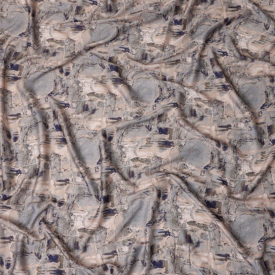 Stone Grey Synthetic Satin Fabric 110cm