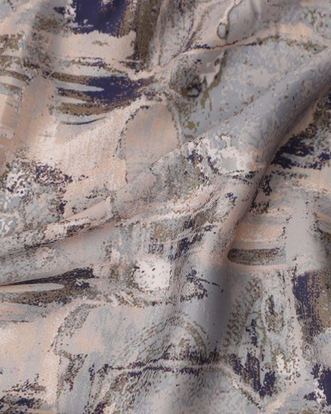 Stone Grey Synthetic Satin Fabric 110cm