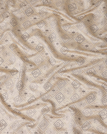 Cream Beige Geometric Cotton Lawn Fabric 110cm
