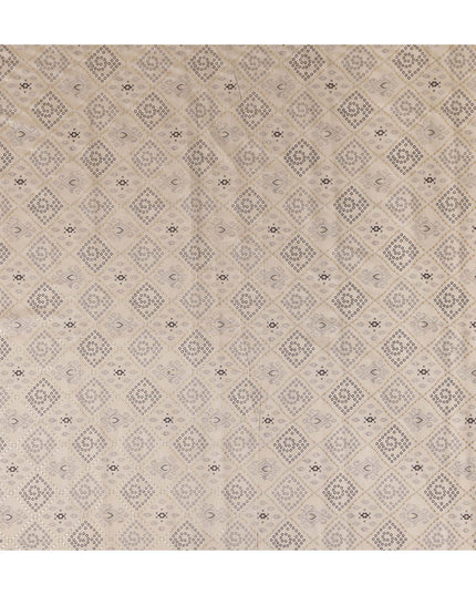 Cream Beige Geometric Cotton Lawn Fabric 110cm