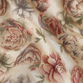 Champagne Beige Rose Floral Cotton Lawn Fabric 110cm