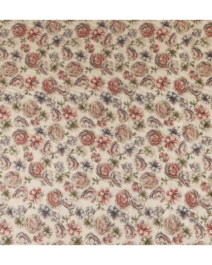 Champagne Beige Rose Floral Cotton Lawn Fabric 110cm