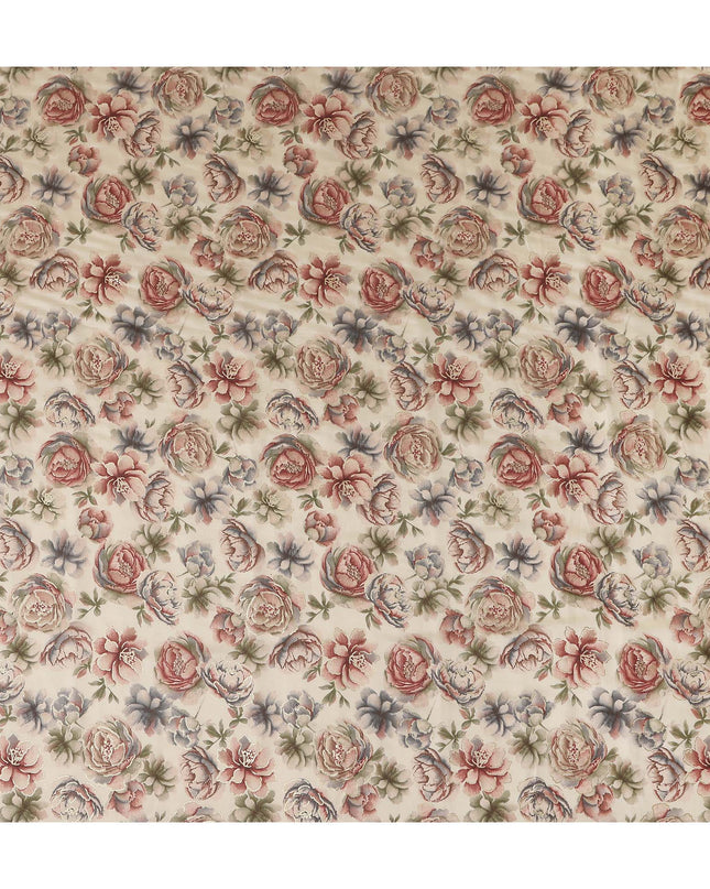 Champagne Beige Rose Floral Cotton Lawn Fabric 110cm